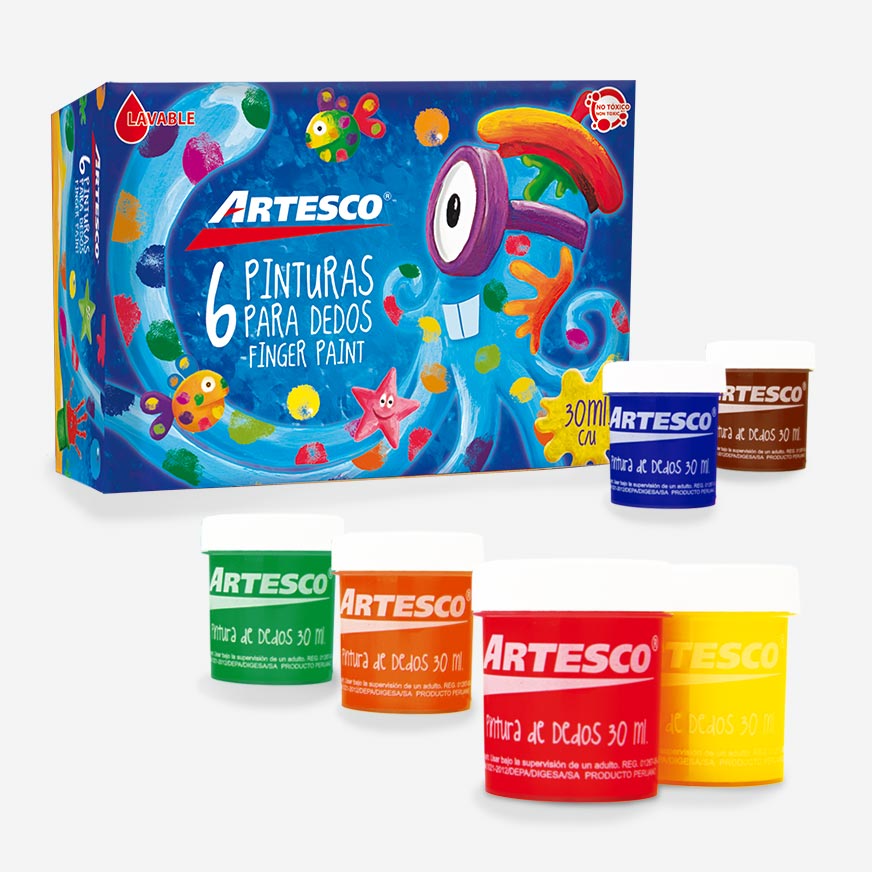 Pintura Artesco De Dedos 6 Colores -30ml